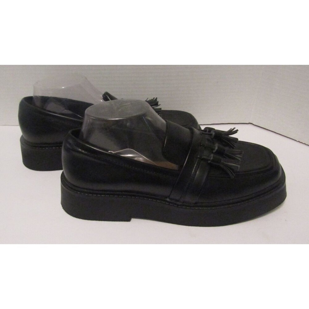 Asos Loafers Black Chunky Four Tassel Black Leather Shoes NWOB Womens Size 10 - Picture 6 of 9